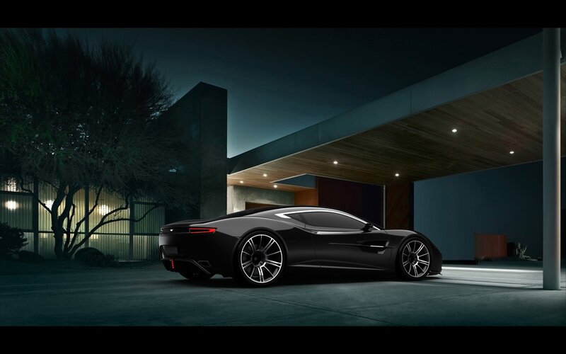 Black sports car at night
