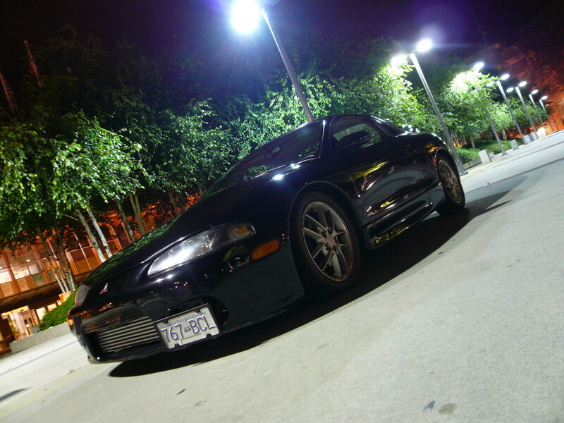 black sports car at night