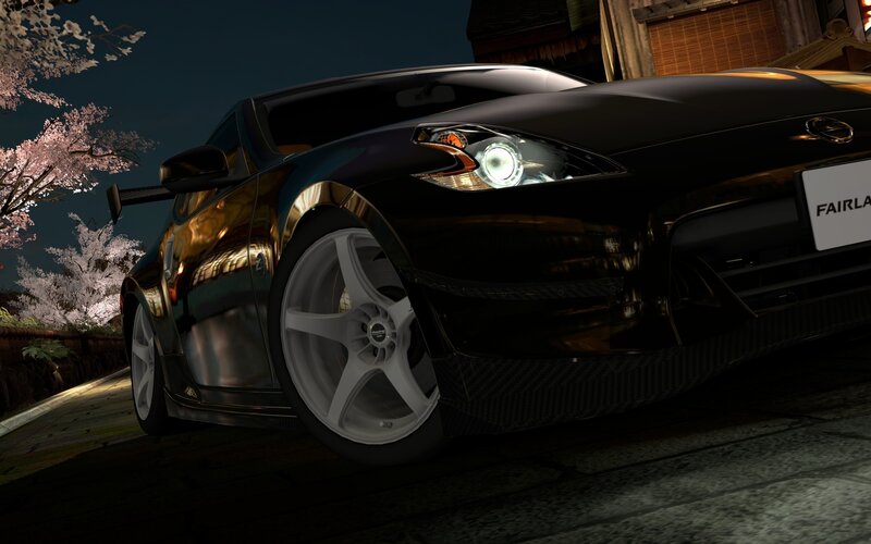 Black sports car at night