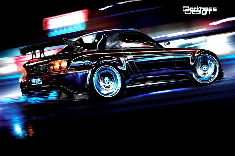 black sports car at night