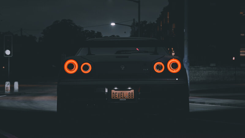 Black Sports Car at Night — Dark, 3d Render