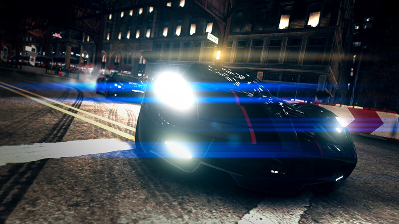 Black Sports Car at Night — Dark, Dramatic, 3d Render, City Street