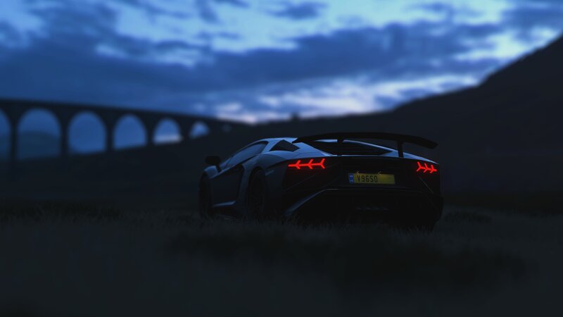Black Sports Car — Blue, Dramatic, Night, 3d Render, Bridge