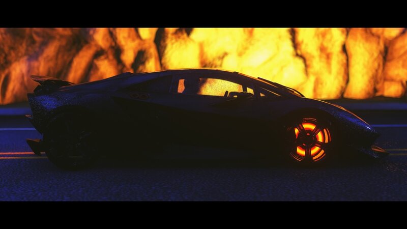 Black Sports Car — Blue, Dramatic, Night, 3d Render