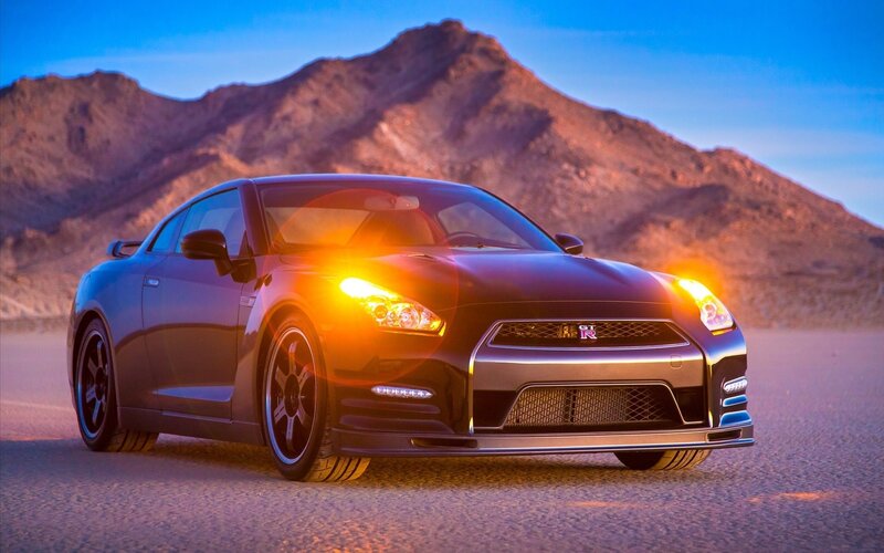 Black Sports Car — Blue, Dramatic, Sunset, Photograph, Mountain