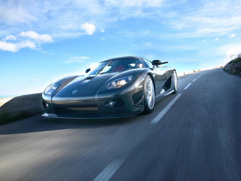 Black Sports Car — Blue, Dynamic, Afternoon
