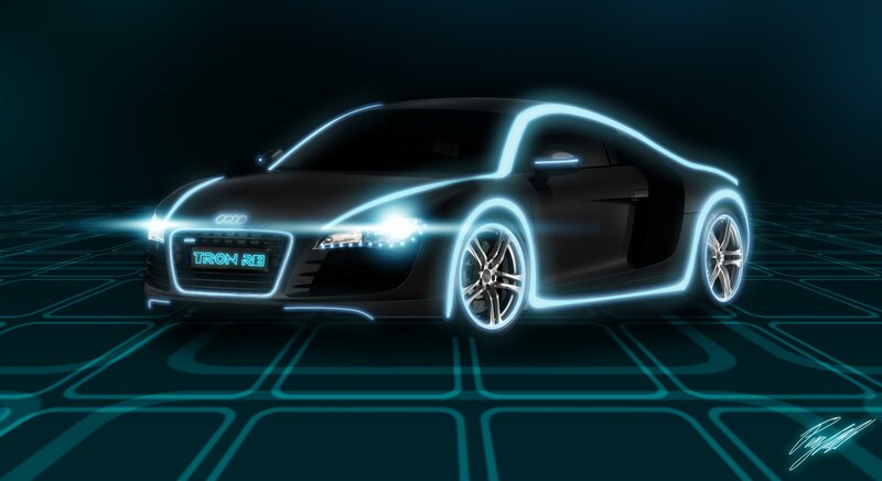 Black Sports Car — Blue, Futuristic