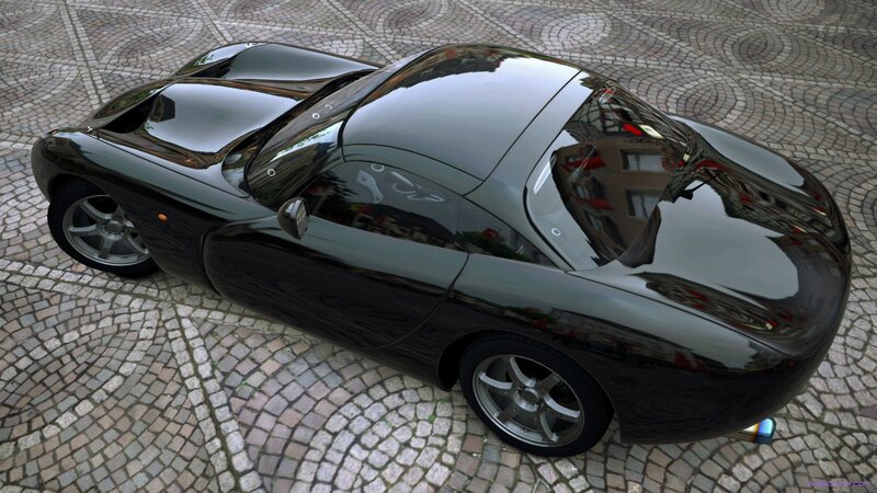Black Sports Car — Calm, 3d Render, Cobblestone