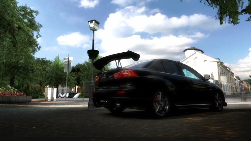 Black Sports Car — Calm, Afternoon, 3d Render, Street Lamp