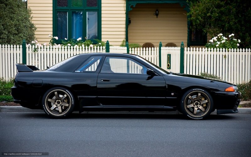 Black Sports Car — Calm, Afternoon, Photograph, House, Fence