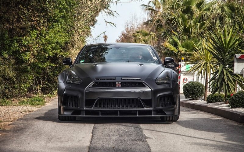 Black Sports Car — Calm, Afternoon, Photograph, Palm Trees, Road