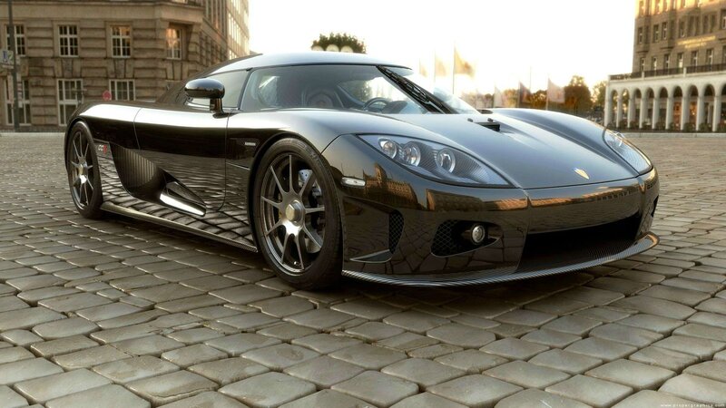 Black Sports Car — Calm, Sunset