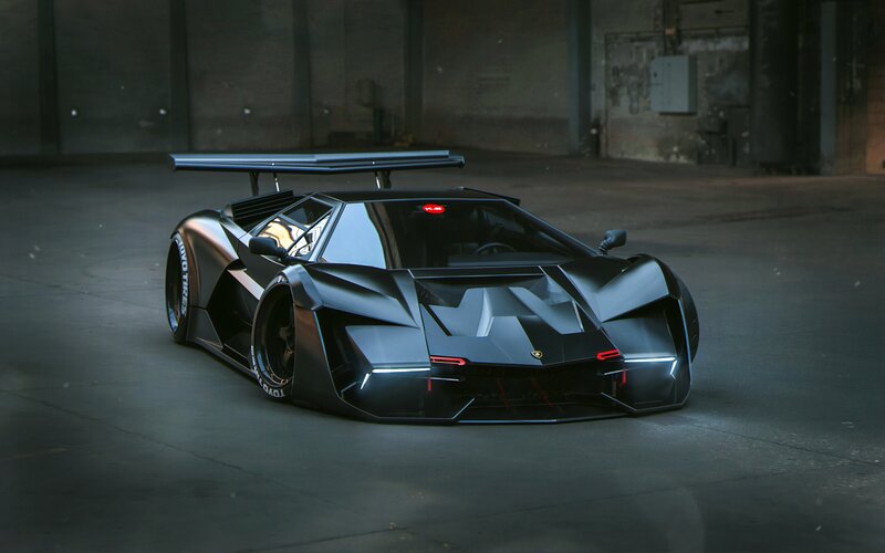 Black Sports Car — Dark, 3d Render, Tire