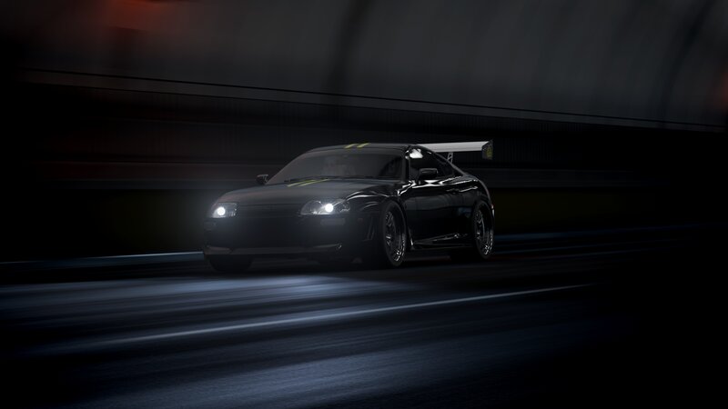 Black Sports Car — Dark, Dramatic, Night, 3d Render