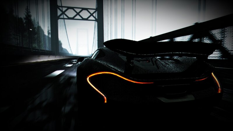Black Sports Car — Dark, Night, 3d Render, Bridge