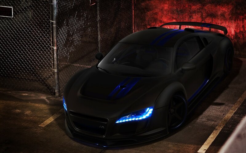 Black Sports Car — Dark, Night, 3d Render