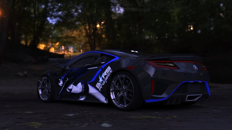 Black Sports Car — Dark, Night, 3d Render, Trees