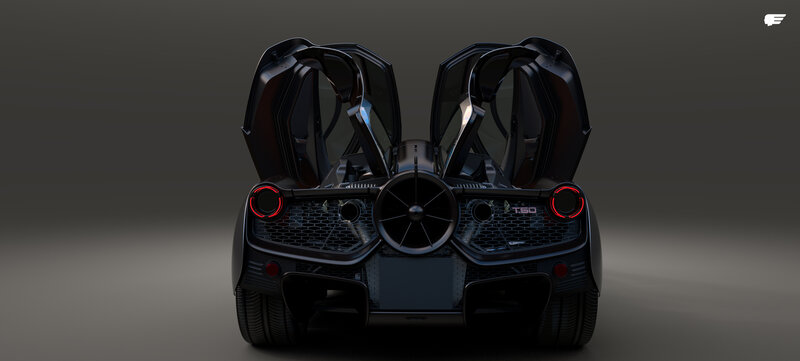 Black Sports Car — Dramatic, 3d Render, Car Doors