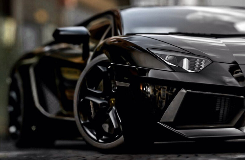Black Sports Car — Dramatic, 3d Render, Car Wheel, Headlight