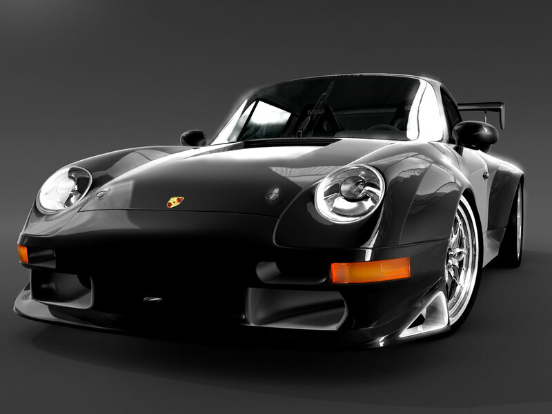 Black Sports Car — Dramatic, 3d Render, Headlight