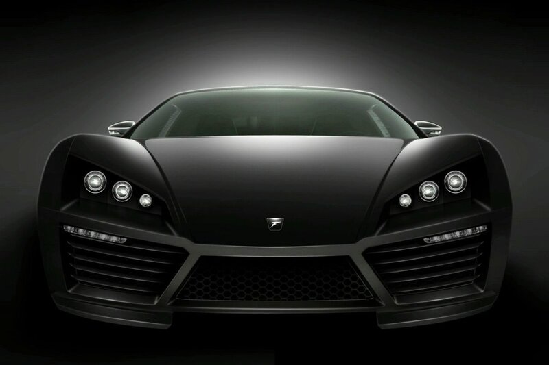 Black Sports Car — Dramatic, 3d Render, Headlights, Grille, Windshield
