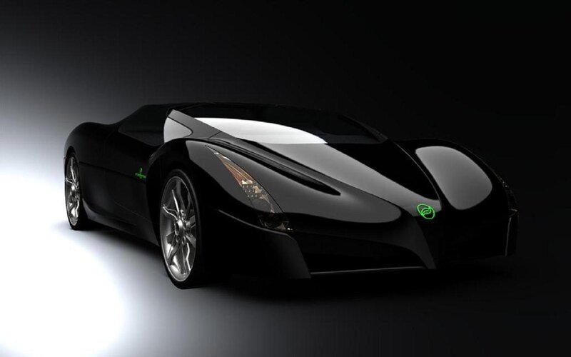 Black Sports Car — Dramatic, 3d Render, Headlights