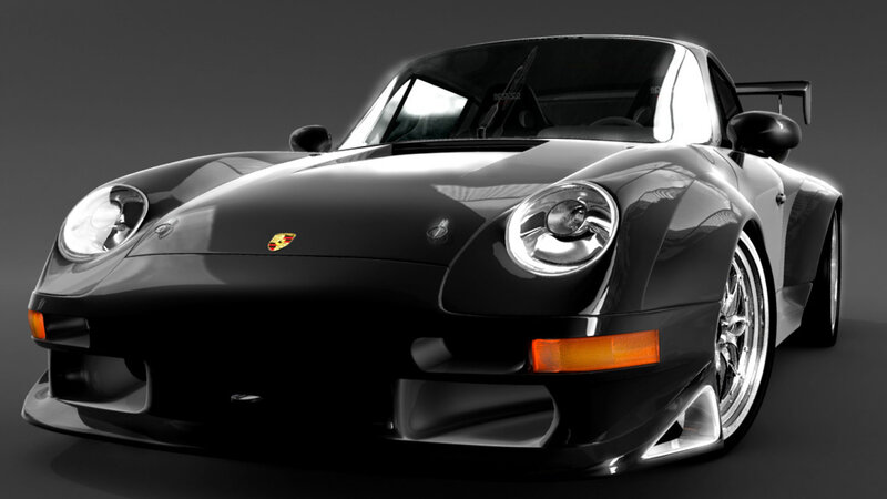 Black Sports Car — Dramatic, 3d Render, Headlights, Wheel, Spoiler