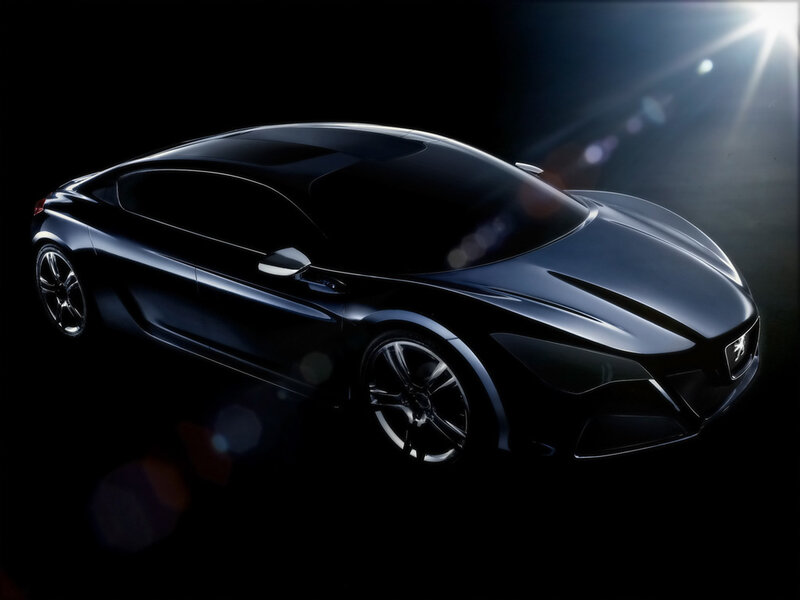 Black Sports Car — Dramatic, 3d Render, Headlights, Wheels, Gray