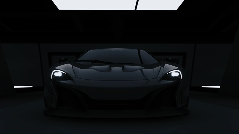 Black Sports Car — Dramatic, 3d Render, Lights, Garage