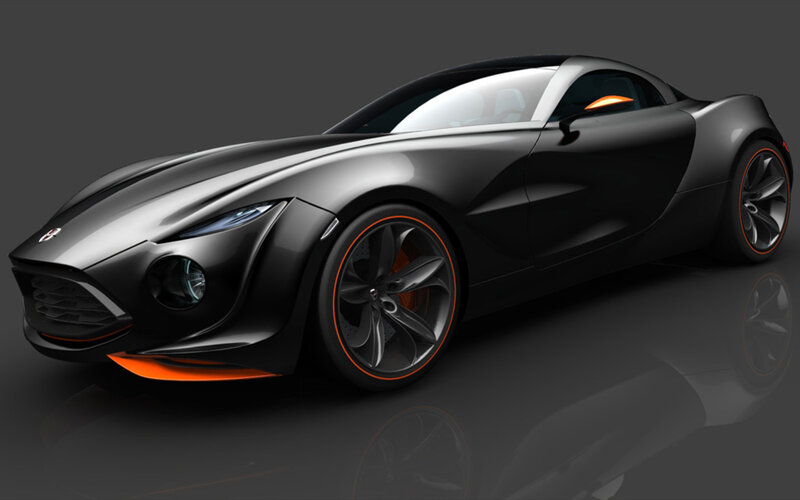 Black Sports Car — Dramatic, 3d Render, Orange Accents