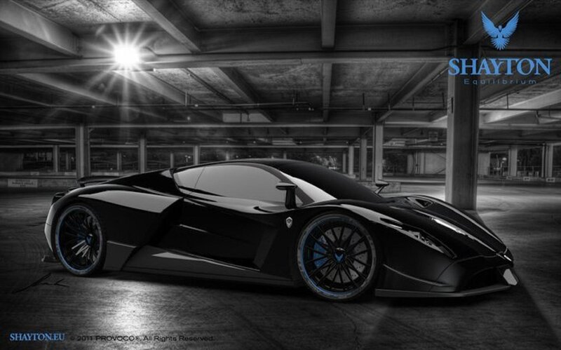 Black Sports Car — Dramatic, 3d Render, Parking Garage