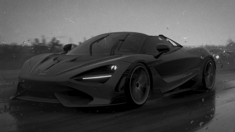Black Sports Car — Dramatic, 3d Render, Rain, Windshield Wipers