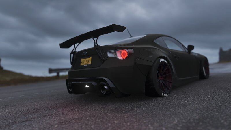 Black Sports Car — Dramatic, 3d Render, Road, Cloudy Sky