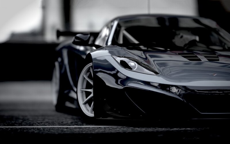 Black Sports Car — Dramatic, 3d Render, Road, Headlight