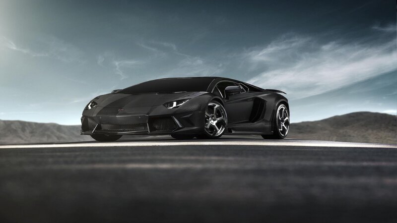Black Sports Car — Dramatic, 3d Render, Road, Mountains, Sky