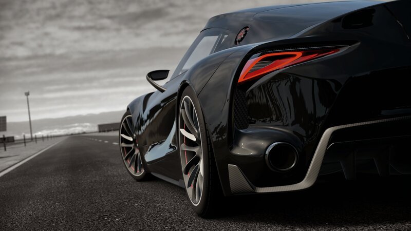 Black Sports Car — Dramatic, 3d Render, Road, Sky