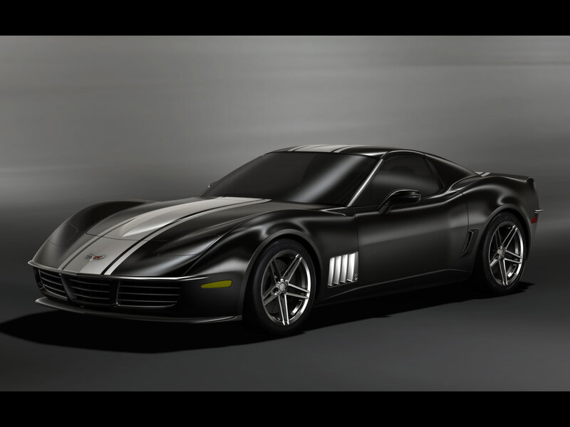 Black Sports Car — Dramatic, 3d Render, Stripes, Wheels