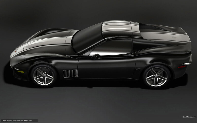 Black Sports Car — Dramatic, 3d Render, Stripes, Wheels, Windows
