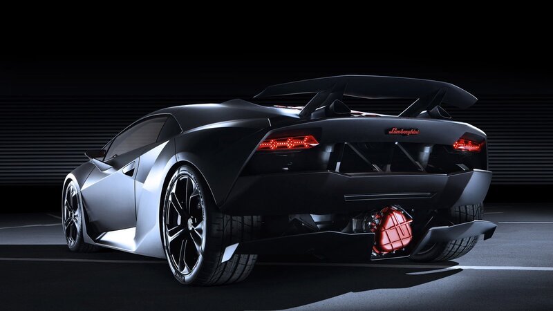 Black Sports Car — Dramatic, 3d Render, Taillights, Rear Wing