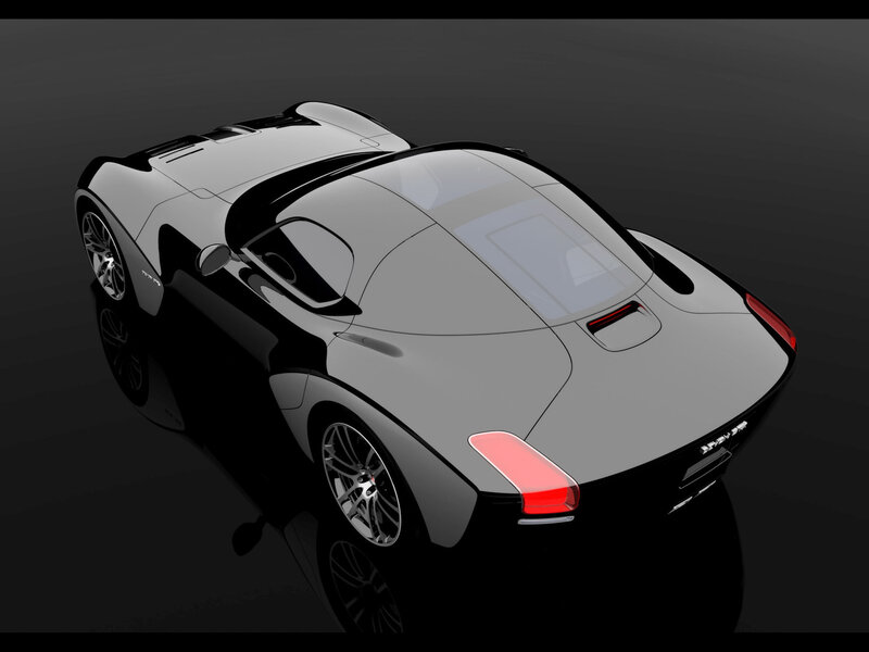 Black Sports Car — Dramatic, 3d Render, Taillights, Wheels, Gray, Red