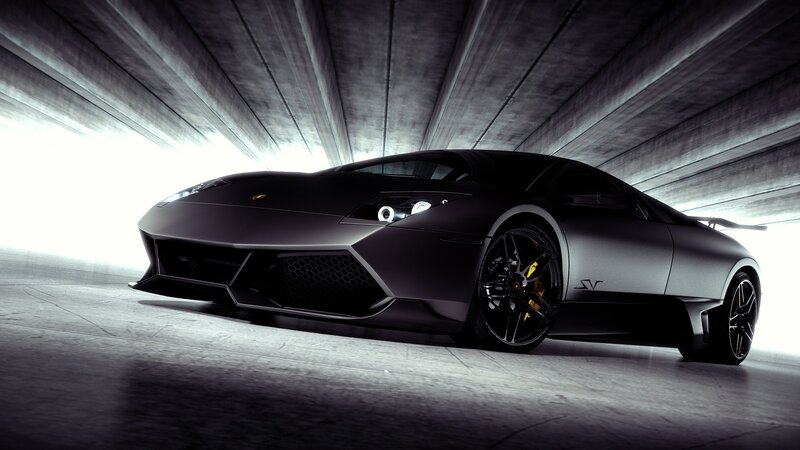 Black Sports Car — Dramatic, 3d Render, Tunnel, Headlights