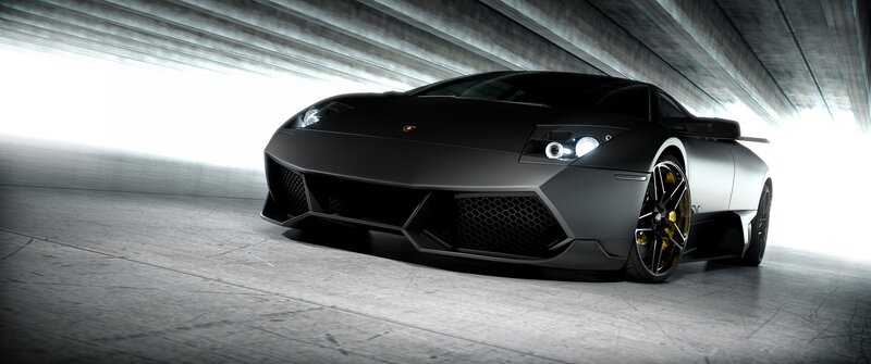 Black Sports Car — Dramatic, 3d Render, Tunnel, Wheels