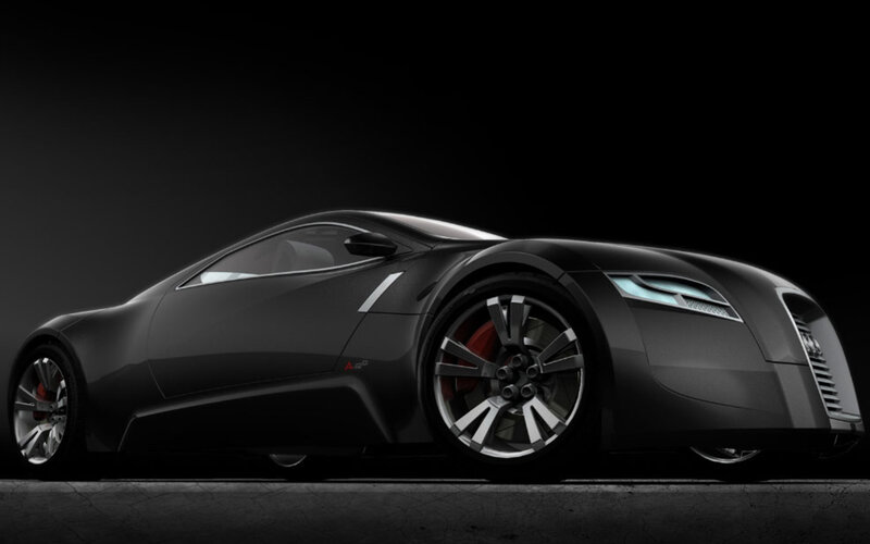 Black Sports Car — Dramatic, 3d Render, Wheel, Headlight, Brake