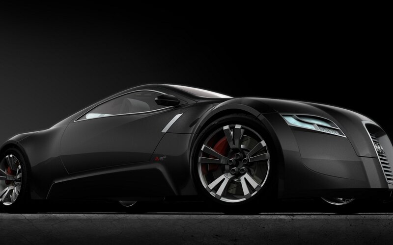 Black Sports Car — Dramatic, 3d Render, Wheel, Headlight, Side Mirror