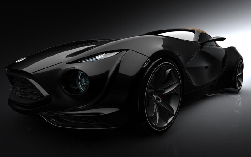 Black Sports Car — Dramatic, 3d Render, Wheel, Headlight