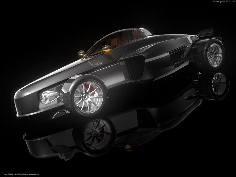 Black Sports Car — Dramatic, 3d Render, Wheels, Headlights