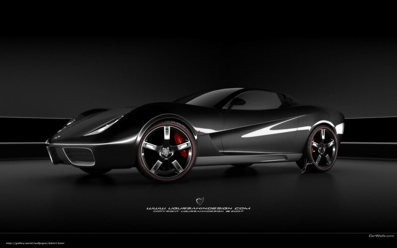 Black Sports Car — Dramatic, 3d Render, Wheels, Logo