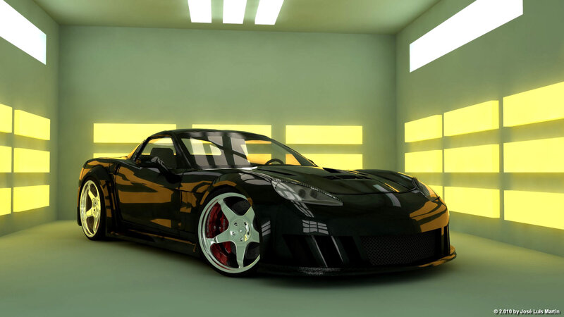 Black Sports Car — Dramatic, 3d Render, Wheels