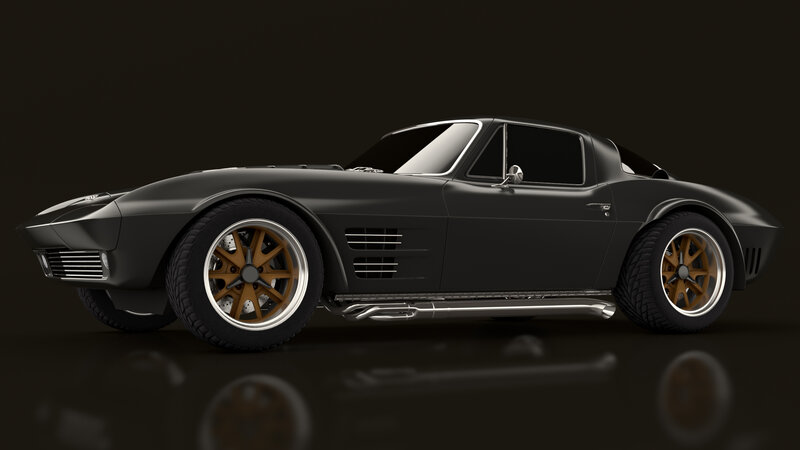 Black Sports Car — Dramatic, 3d Render, Wheels, Windows, Exhaust