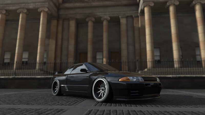 Black Sports Car — Dramatic, Afternoon, 3d Render, Building